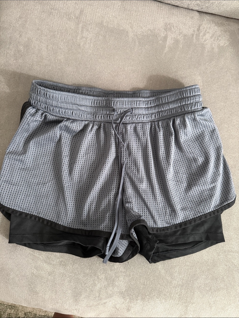 Champion Gray Mesh Layered Athletic Shorts with Black Liner
